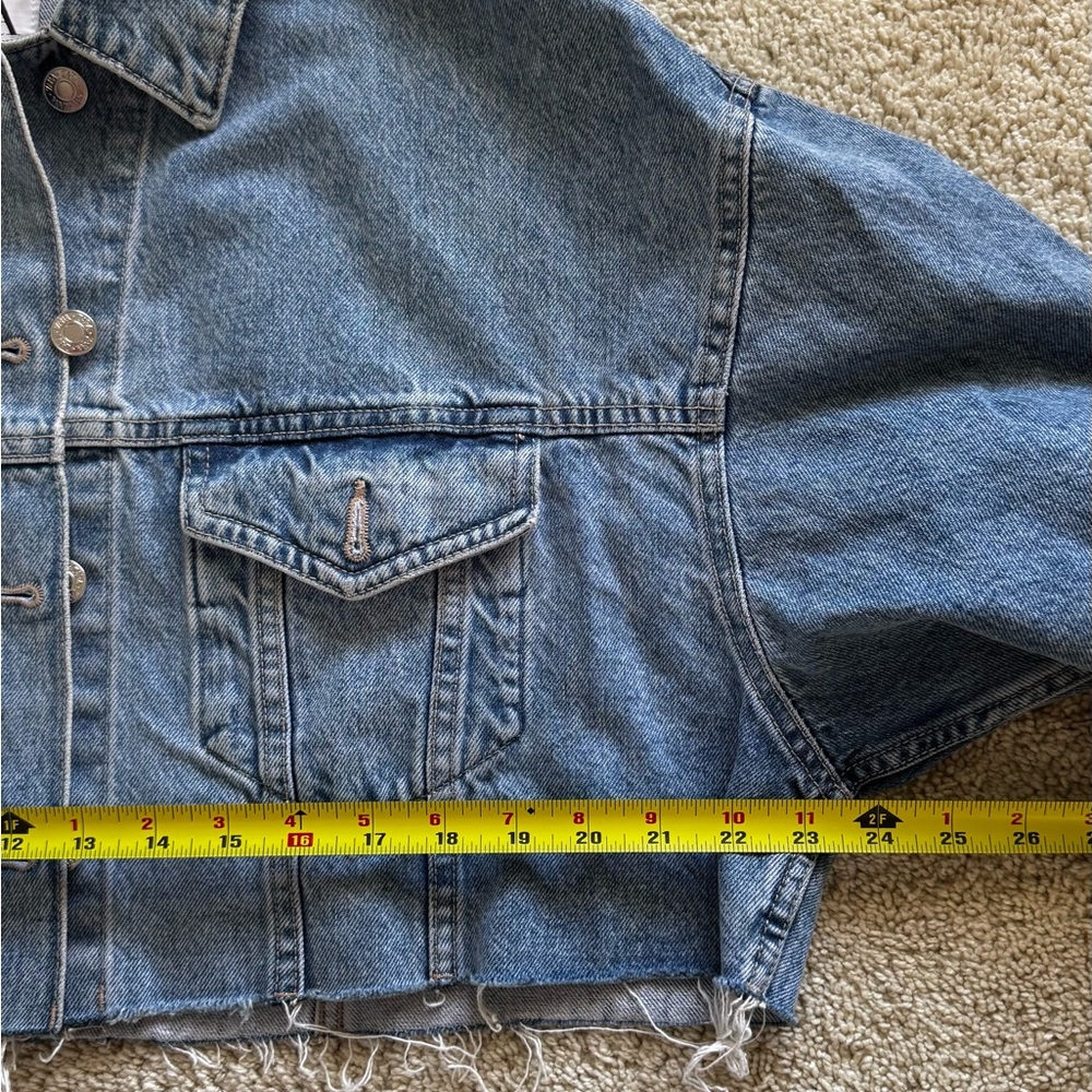 Zara Blue oversized Cropped Denim Jacket - Picture 8 of 9